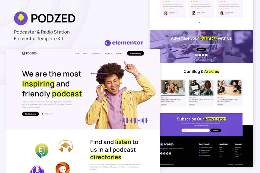 Podzed – Template Kit Elementor para podcaster y estación de radio