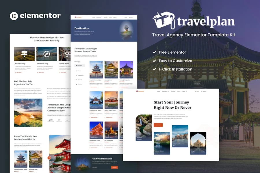Travelplan – Kits de plantillas Elementor para agencias de viajes y viajes