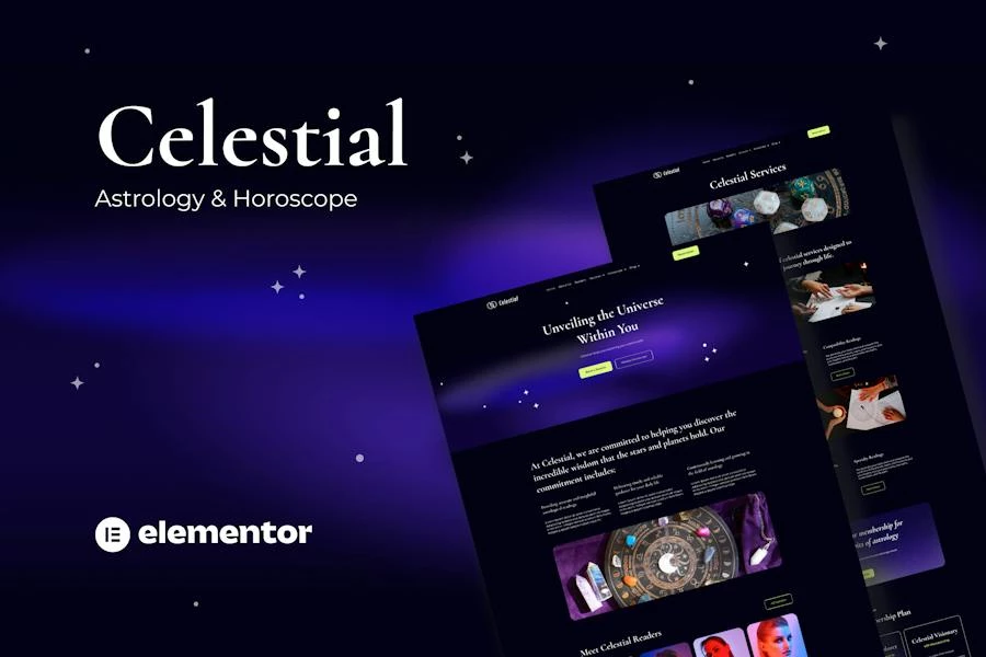 Celestial – Kit de plantillas Elementor para astrología y horóscopo