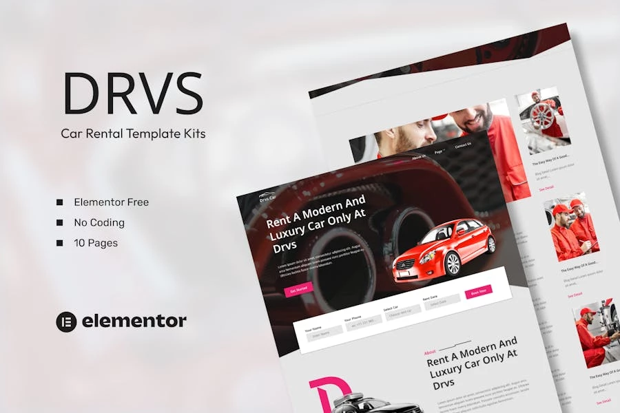 DRVS — Template Kit Elementor para alquiler de vehículos