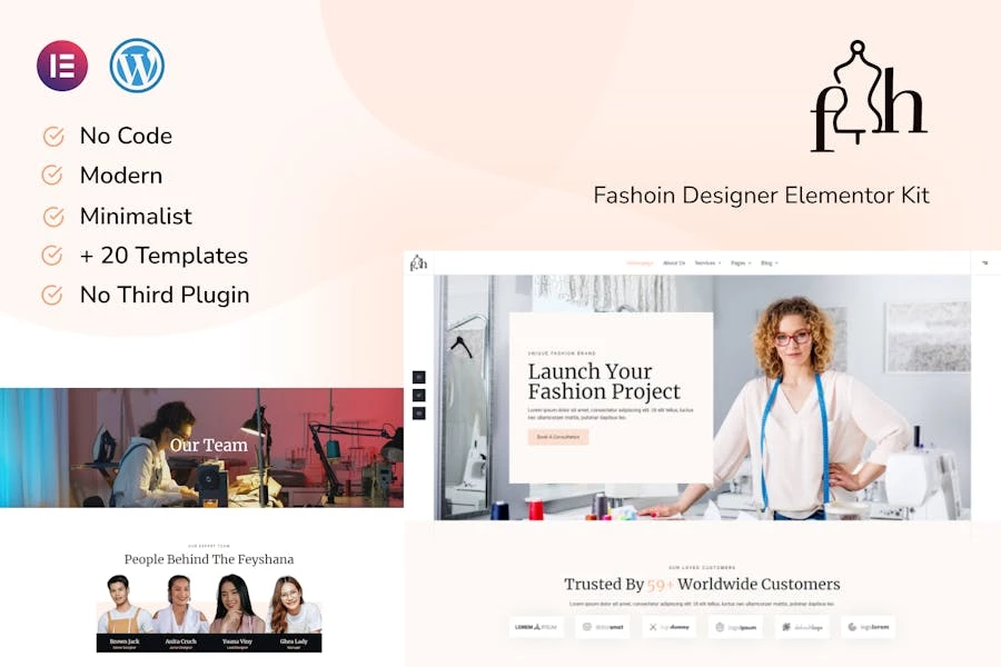 Feyshana – Template Kit Elementor Pro para diseñadores de moda