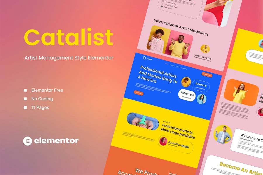 Catalist – Template Kit Elementor de gestión de artistas