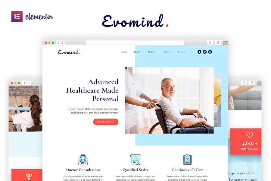 Evomind – Template Kit Elementor para servicios de atención médica