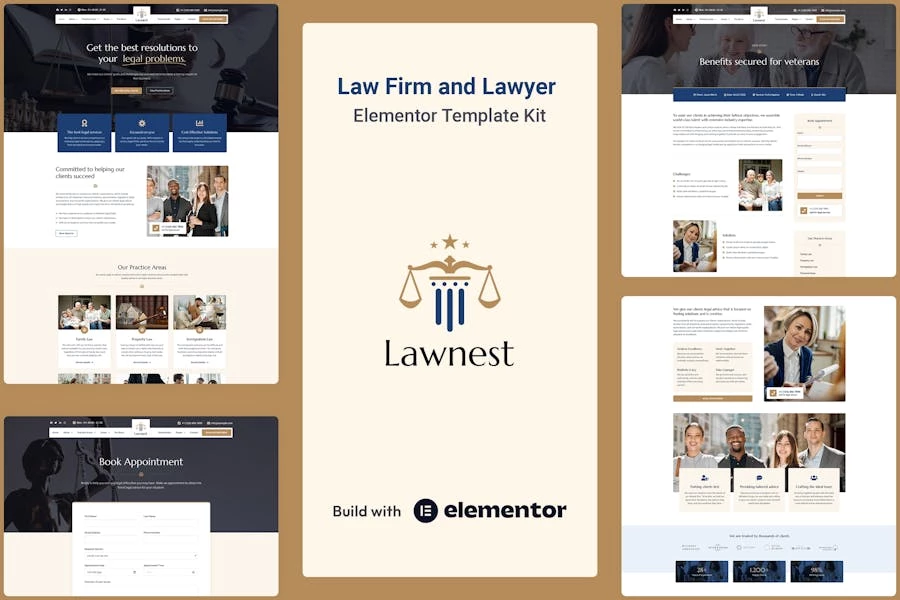 Lawnest – Template Kit Elementor Pro para bufete de abogados y abogados