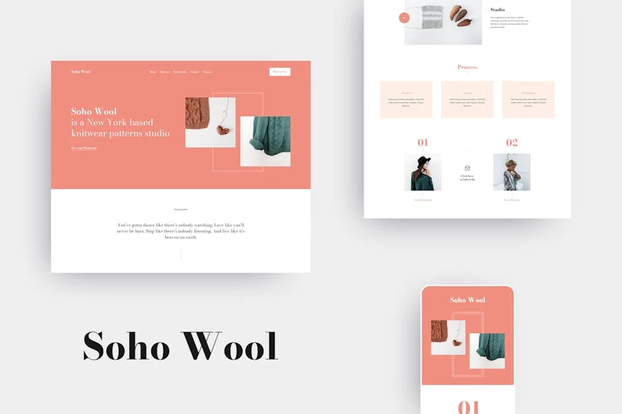 SohoWool – Kit de plantillas Elementor con patrones artesanales hechos a mano
