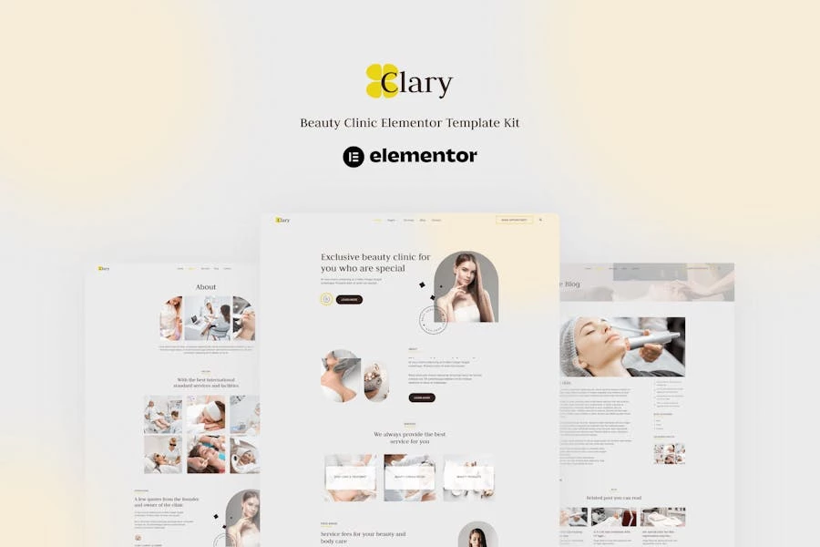 Clary – Kit de plantillas Elementor para clínica de belleza