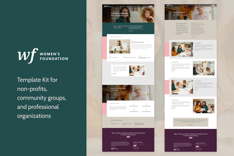 Women’s Foundation | Template Kit Elementor de WordPress sin fines