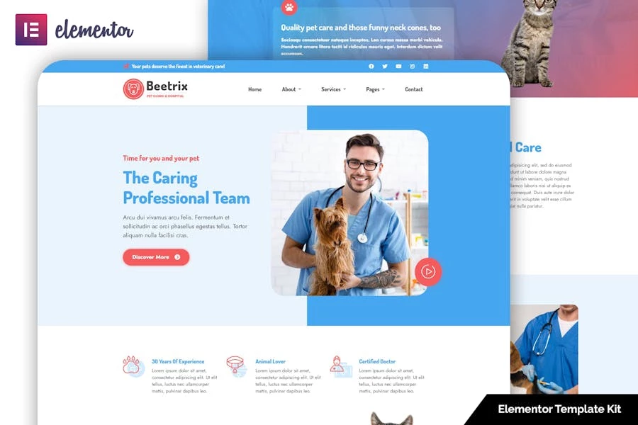 Beetrix – Template Kit Elementor para clínica y hospital de mascotas