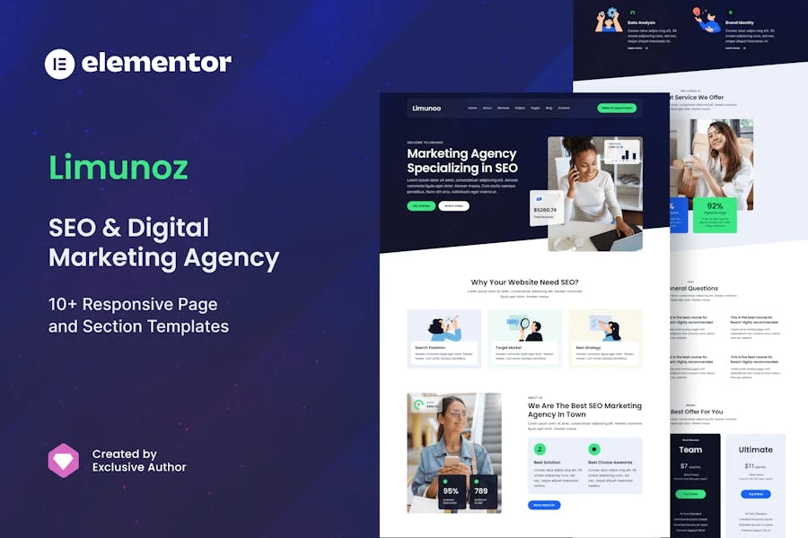 Limunoz – Template Kit Elementor para Agencia de marketing digital y SEO