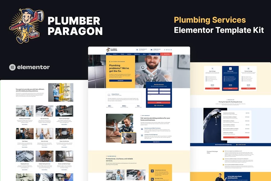 Plumber Paragon – Template Kit Elementor Pro para servicios de fontanería
