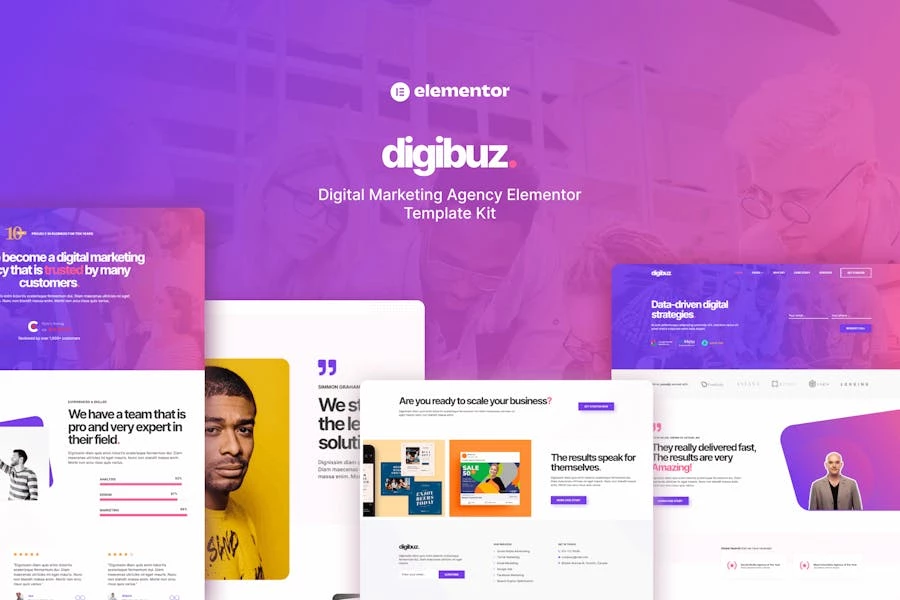 Digibuz – Kit de plantillas Elementor para agencia de marketing digital