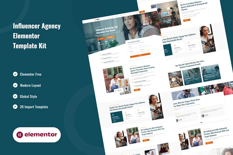 Inplu – Template Kit Elementor para Agencia de influencia y marketing