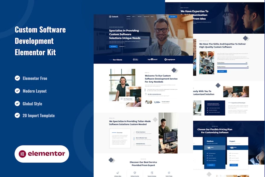 Cetech – Template Kit Elementor para servicios de desarrollo de software personalizados