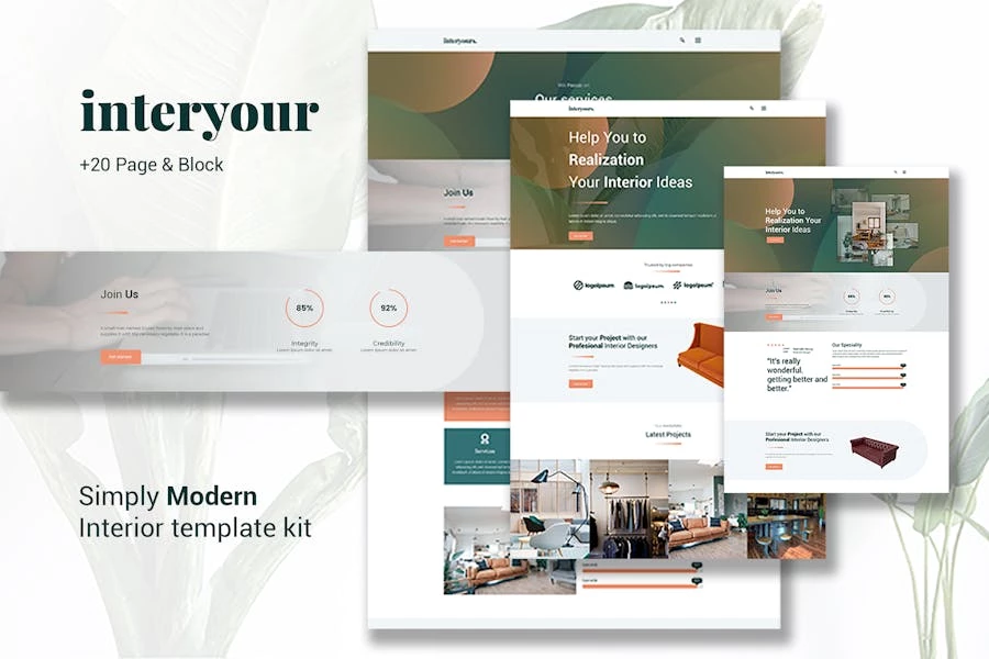 Interyours – Template Kit Elementor para diseño de interiores de casas