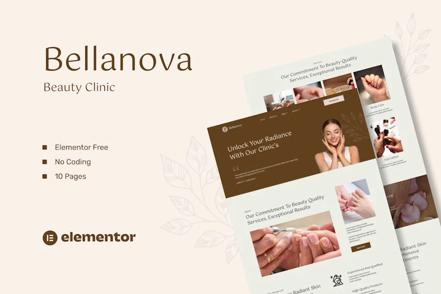 Bellanova – Kit de plantillas Elementor para clínica de belleza