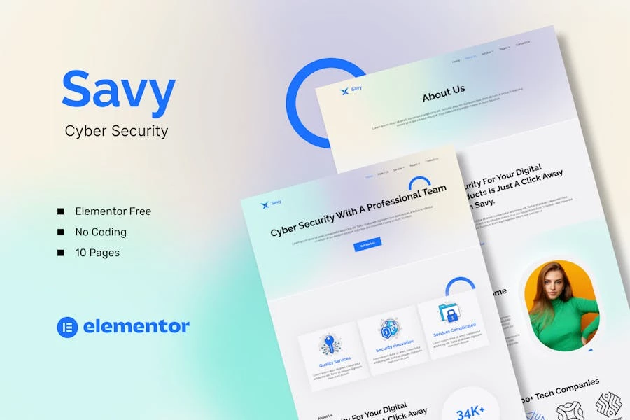Savy – Template Kit Elementor de ciberseguridad