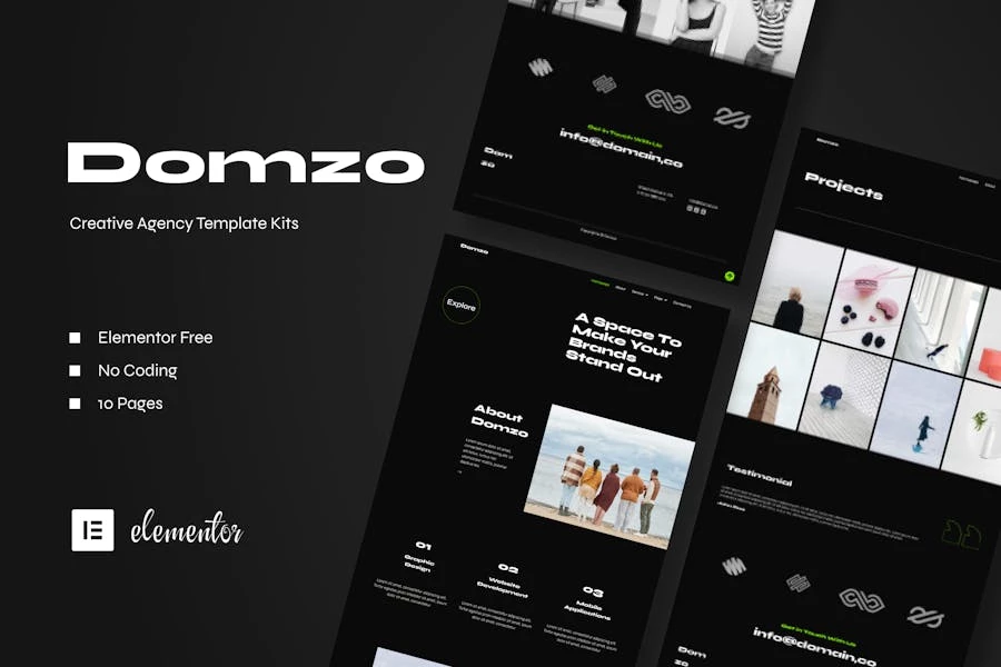 Domzo – Template Kit de Elementor de agencia creativa