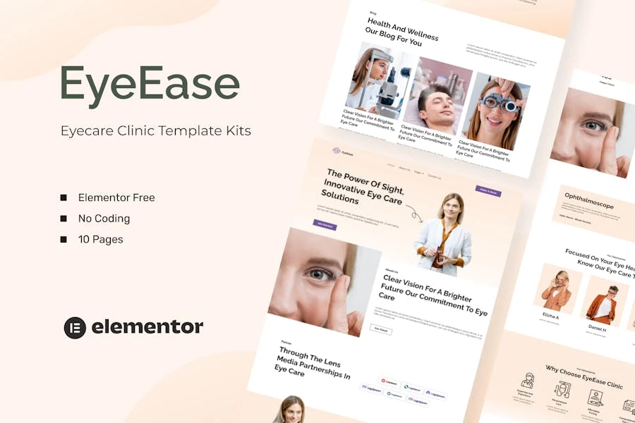 EyeEase – Template Kits para clínicas de cuidado de la vista