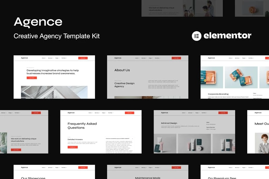 Agence Creative – Kit de plantillas Elementor para agencias de diseño