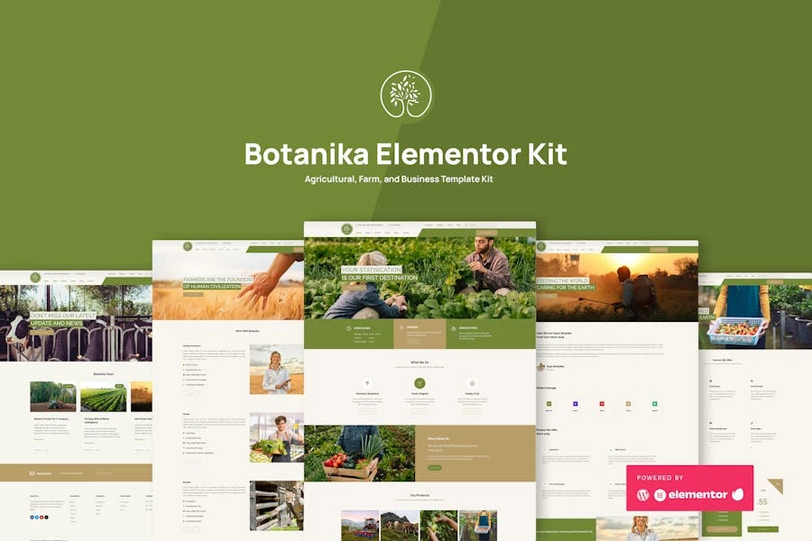 Template Kit de Elementor de Granja y Negocios Agrícolas Botanika