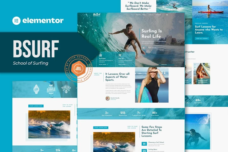 Bsurf – Template Kit Elementor para escuelas de surf