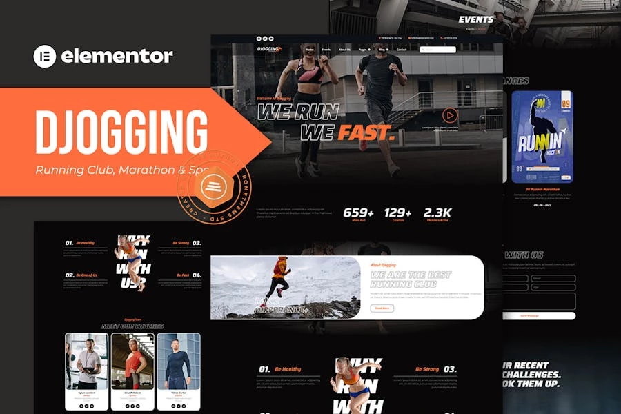Djogging – Template Kit Elementor Pro para clubes de atletismo, maratón y deporte