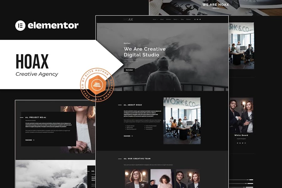 Hoax – Template Kit Elementor para agencia creativa