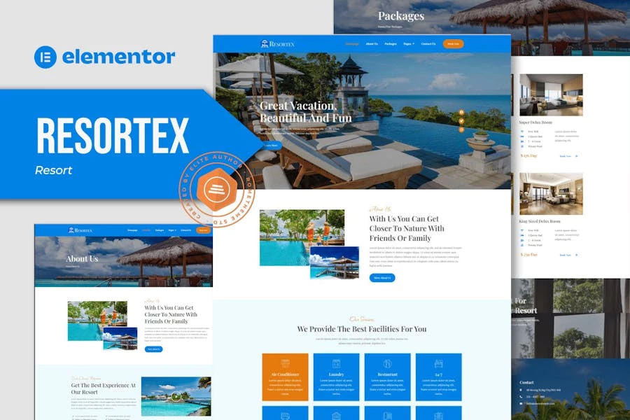 Resortex – Template Kit Elementor Pro para hoteles y complejos turísticos
