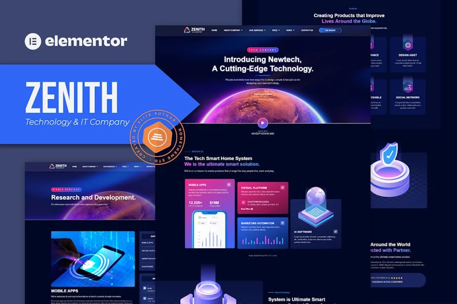 Zenith – Template Kit Elementor para empresas de tecnología y TI