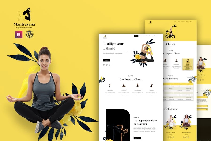 Mantrasana – Kit de plantillas Elementor para estudio de yoga