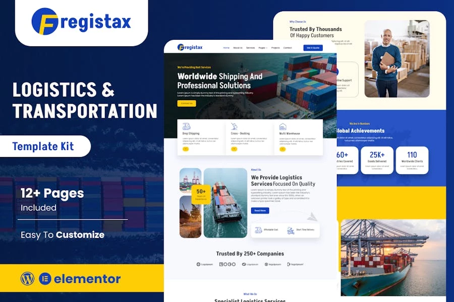 Fregistax – Kit de plantillas Elementor para carga y logística