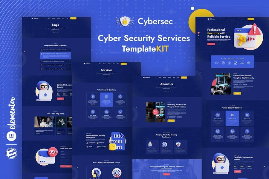 Cybersec – Template Kit Elementor para servicios de seguridad