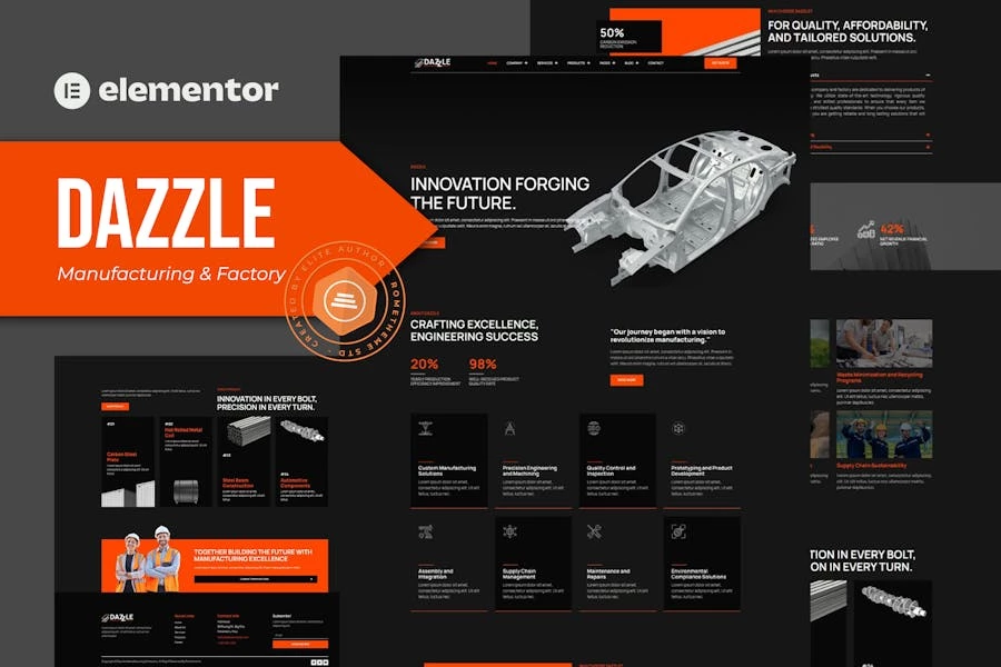 Dazzle – Kit de plantillas Elementor Pro para fabricación y fábrica
