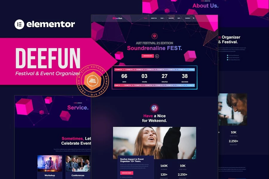 DeeFun – Template Kit Elementor para organizar festivales y eventos