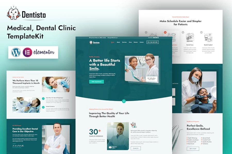 Dentisto | Template Kit de Elementor médico y dentista