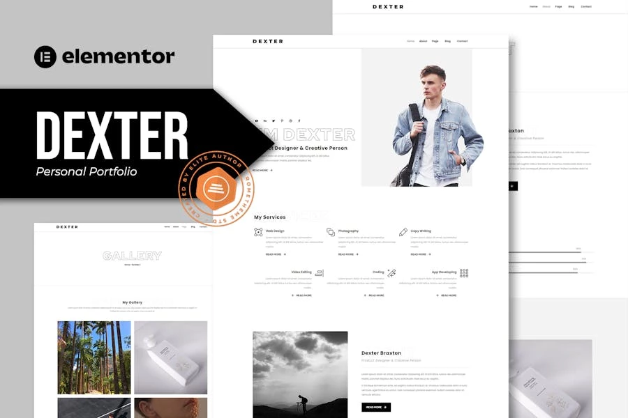 Dexter – Template Kit Elementor para Porfolio personal