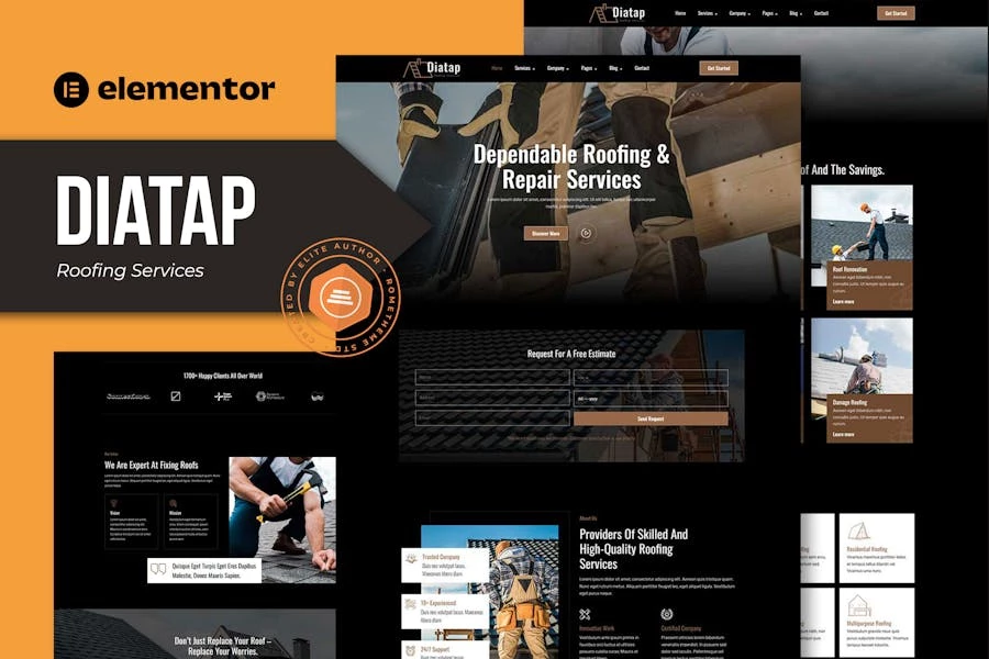 Diatap – Template Kit Elementor para servicios de techos