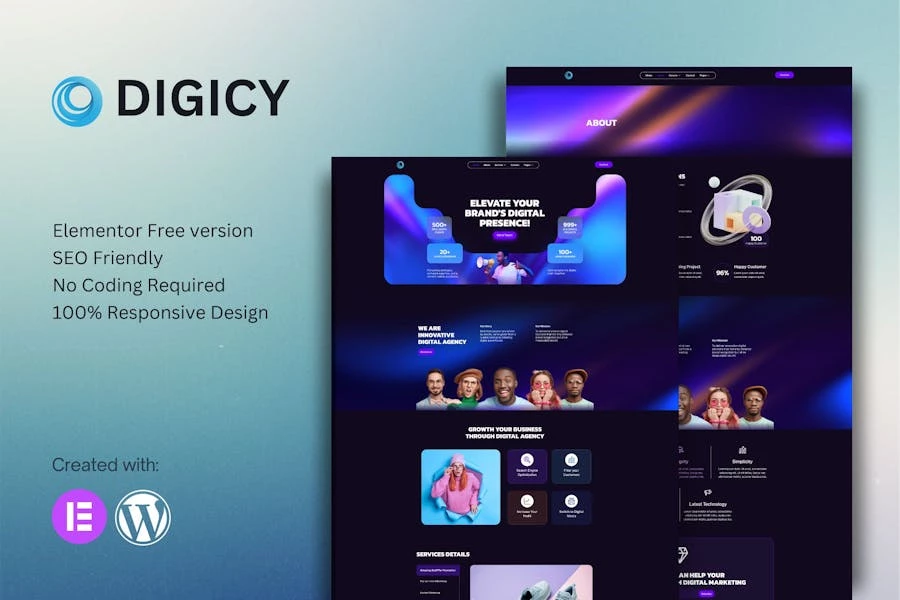 Digicy – Kit de plantillas Elementor para Agencia de Marketing Digital