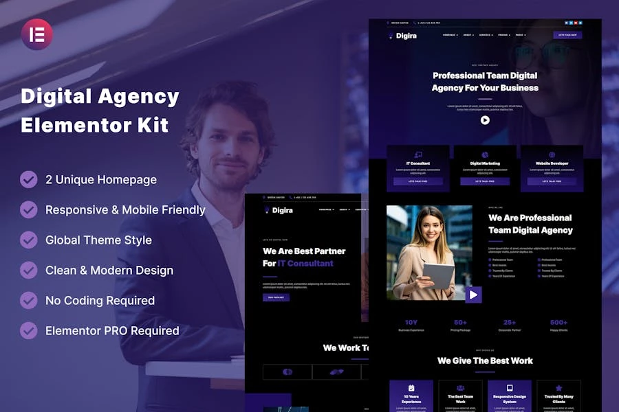 Digira – Template Kit Elementor para servicios de Agencia digitales