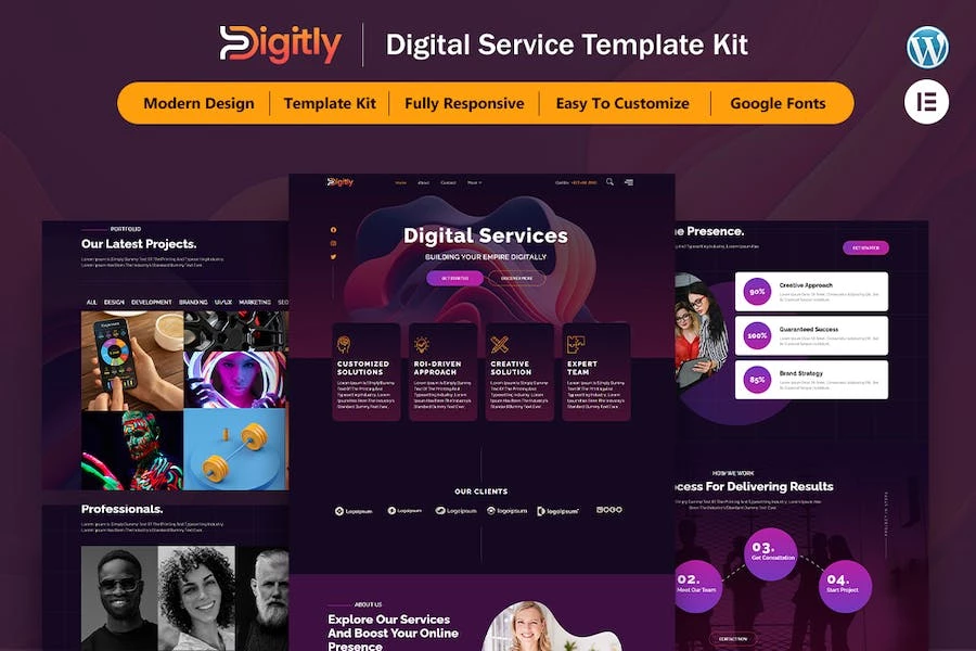 Digitly – Template Kit Elementor para Agencia de servicios digitales