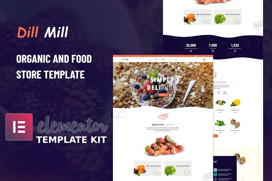 Dillmill – Template Kit Elementor para tiendas de alimentos orgánicos