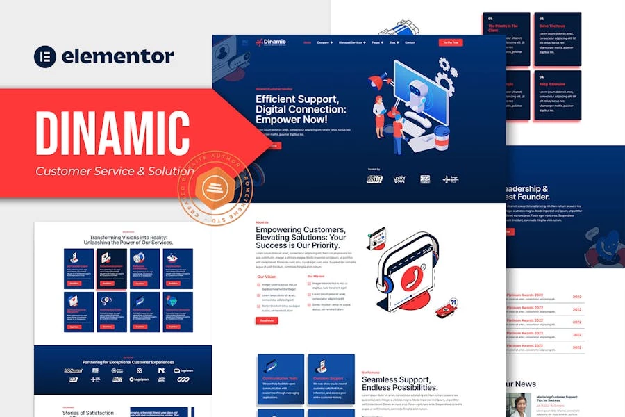 Dinamic – Kit de plantillas Elementor Pro de servicio al cliente y solución