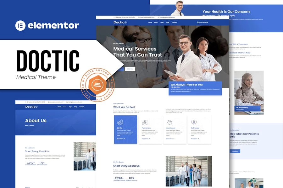 Doctic – Template Kit de Elementor médico