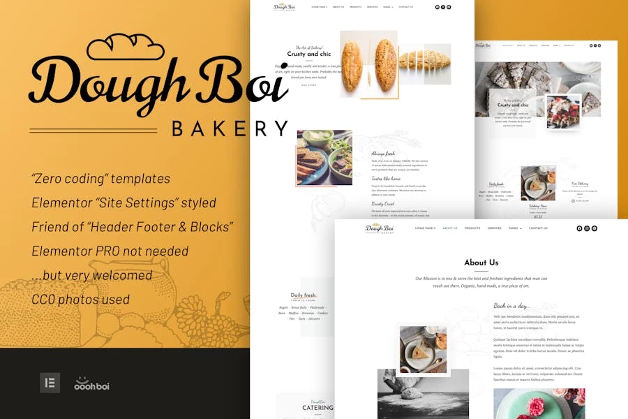 DoughBoiBakery – Template Kit Elementor para panadería y pastelería