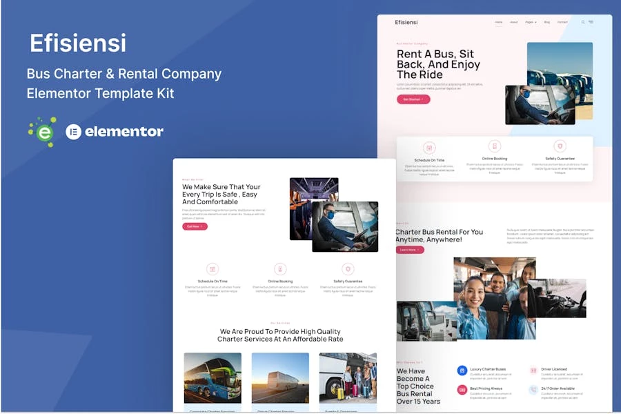 Efisiensi – Template Kit Elementor para empresas de alquiler y alquiler de autobuses
