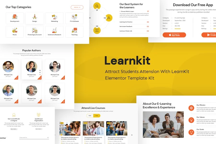 LearnKit – Template Kit Elementor para aprendizaje electrónico