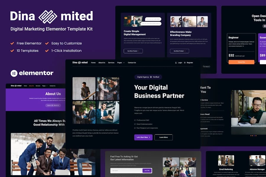 Dinamited – Template Kit Elementor para marketing digital y negocios