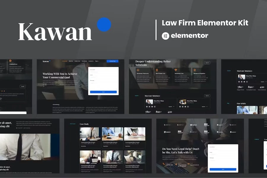 Kawan – Kit de plantillas Elementor para bufete de abogados