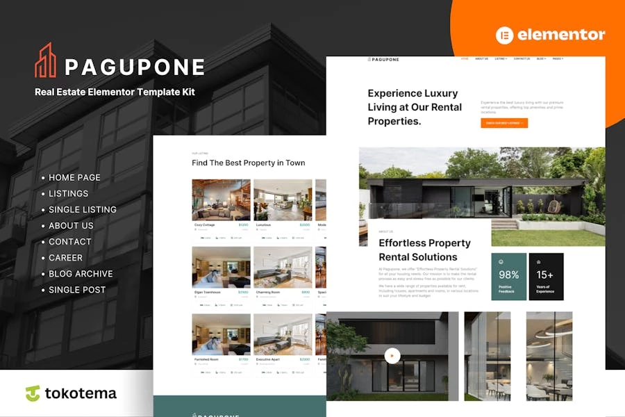 Pagupone – Template Kits Elementor para Agencia inmobiliarias y anuncios