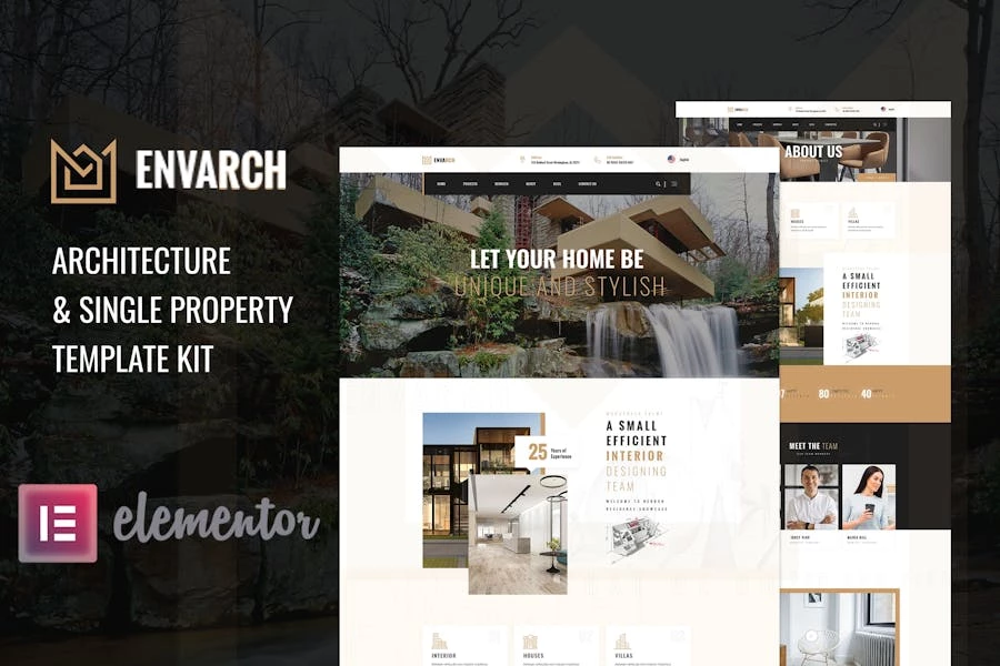 EnvArch — Template Kit Elementor de arquitectura y propiedad única